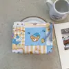 Bolsa Cosmética Linda Azul Caricatura Mini Billetera Algodón Puro Bolsa Pequeña de Tela Auriculares Lápiz Labial Bolsa de Almacenamiento Portátil
