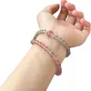 Pulseira de Cristal de Morango Flor de Pessegueiro Pulseira de Cristal Rosa Ágata Cinza Imitação Camada Dupla Usada Empilhada Novo Estilo Chinês Estilo Nacional Contas Artesanais