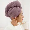 Chapéu de secagem de cabelo espesso feminino super absorvente de secagem rápida chapéu de banho de lavagem de cabelo turbante de camada dupla chapéu de cabelo seco toalha de limpeza de cabelo