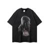 Camiseta masculina e feminina de manga curta, estilo hip hop, estilo americano, estampada, moderna, com gola redonda, solta, resistente e vintage
