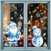 Adesivos de Natal Amazon Transfronteiriços Inverno Papai Noel Adesivos Estáticos Floco de Neve Azul Boneco de Neve Adesivos de Vidro Atacado