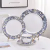 Estilo Europeo Hueso Porcelana Hortensia Azul Azul y Blanco 58 Piezas Olla Sopera Bol Plato para Pescado Bol de Arroz Cuchara para Sopa Plato de Cena Taza de Té Vajilla Fábrica Venta al por Mayor