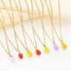Corrente para Clavícula de Mini Legumes Coloridos com Pingente de Berinjela e Pimentão Gota de Óleo Personalizada Criativa Joia de Colar de Aço Inoxidável