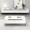 Rack de TV de pedra de luxo leve, combinação de mesa de centro e rack de TV simples e moderno para sala de estar, novo modelo de armário de chão de madeira maciça para apartamentos pequenos