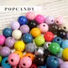 Acessórios para Joias DIY Contas Redondas de 14mm Contas de Madeira Coloridas Acessórios Contas Soltas Contas Redondas Versátil Flor de Sapato Contas Corrente para Celular Feita à Mão