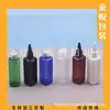Botella cuadrada negra de 100 ml con tapa de punta, botella de aceite con tapa de punta, frasco de medicina líquida, botella transparente de 100 ml con tapa de punta para arte con arena, botella de loción