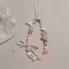 Cadena de Lanyard para Teléfono Móvil con Lazo Blanco de Verano Cadena CCD con Cuentas Colgante Pequeño Fresco para Teléfono Móvil Cuerda Anti-Pérdida