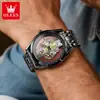 Reloj de Cuarzo Oulisi Modelo Nuevo para Hombre con Correa de Acero, Completamente Calado, Mecánico Falso, Resistente al Agua