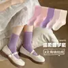 Calcetines para Niñas para Primavera y Otoño, Calcetines de Algodón Peinado Sin Costuras de Tubo Medio, Calcetines Lisos Estilo Coreano para Estudiantes, Calcetines de Moda Clase A
