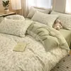 Juego de ropa de cama puro algodón de cuatro piezas, ropa de cama 100% algodón, estilo pastoral, todas las estaciones, funda de edredón, juego de sábanas bajeras de tres piezas para cama de dormitorio de estudiante