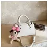 Bolso de Mujer con Patrón de Lichi, Bolso Boston Blanco, Bolso de Mano, Versátil para el Trabajo, Sensación de Alta Gama, Doble Hebilla, Bolso de Moda Popular para Mujer