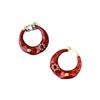 Pendientes de esmalte rojo Ancola, estilo retro, ligeros y femeninos, de lujo, de alta gama, para otoño e invierno 2024.
