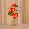 Flores artificiais de folha de ouro rosa para mesa de jantar e decoração de casa, enfeites de flores de plástico para mesa de sala de estar e quarto