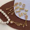 Chapado en Cobre Oro Real 24K Incrustado Zirconio Perla Calado Cadena de Borla Colgante Collar Colgante DIY Accesorios de Cuentas Hechos a Mano