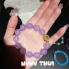 Pulsera de Gemas Moradas de Hada Amatista Cintura Delgada Nuevo Estilo Chino Pulsera Flor de Amazonita Cuarzo Rosa Conjunto Diosa
