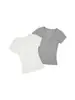 Venta de Liquidación Heyhenry Camiseta Sencilla de Manga Corta con Cuello en V para Mujer, Corte Ajustado, Top Casual de Hombro Normal para Verano