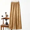 Calças Femininas de Verão Finas Estilo Chinês Casuais Jacquard Perna Reta 2026 Novas Cintura Elástica Calças Longas