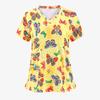 Plus size feminino borboleta/flor/tartaruga/leopardo/amor/arco-íris/bandeira estampado decote em V dividido enfermeira