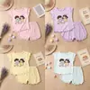 Conjunto Infantil de Verão Menina Verão Fofo Manga Curta Desenho Animado Roupa de Casa Bebê Conjunto de Duas Peças Conjunto de Shorts de Manga Curta