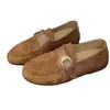 Mules Baixos Marrom Maillard de Outono 2026 Novos Elegantes Fivela Slip-on Pequenos Sapatos de Couro Sapatos Individuais