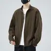 Jaqueta cardigã de tricô com gola alta para homens, novo estilo primavera, outono e inverno, suéter casual solto para casais, moderno