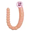 Pênis de Cristal de Cabeça Dupla Genitália Masculina Realista Bastão de Carne Pênis Falso SM Masturbador Adulto Brinquedo Fisiológico Dragões Duplos Brincando com uma Pérola