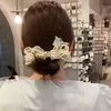 Estilo Coreano Igual Laço de Organza Feito à Mão Coração Pérola Elástico de Cabelo Moda Rabo de Cavalo Fada Acessório de Cabelo Elástico