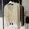 Ropa de Protección Solar con Mangas Abullonadas de Seda de Hielo para Mujer Verano 2023 Cárdigan Delgado de Gasa Holgado de Manga Larga Chaqueta Fina Moderna Holgada y Ceñida