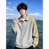 Camisa POLO de Manga Larga con Cuello de Solapa con Sentido del Diseño para Hombre Primavera Otoño Nuevo Estilo Marca de Moda Estilo Americano Sudadera Camiseta Suelta Simple Versátil