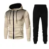 Conjunto com Zíper Estampa de Bolinhas, Moletom Esportivo Unisex com Forro de Fleece para Outono e Inverno e Calça de Moletom, Conjunto Esportivo Masculino