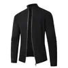 Comércio Exterior Amazon Outono e Inverno Novo Tricô Masculino Gola Alta Zíper Cardigan Tricô Jaqueta Masculina com Forro de Lã Jaqueta