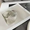 Anillo Cuadrado Pequeño Estilo Coreano Nuevo para Mujer, Moda Retro, Anillo Abierto Geométrico de Amor Personalizado con Circonita, Anillo para el Dedo Índice