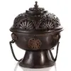 Quemador de incienso colgante de cobre estilo Tíbet, importado de Nepal, quemador de incienso de disco de cobre vintage tallado a mano, quemador de incienso colgante