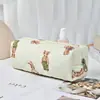 Bolsa de Maquiagem Grande Capacidade Estilo Ins com Estampa de Laço de Tecido, Estojo de Papelaria Minimalista de Nicho, Estojo de Lápis