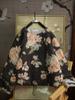 Estilo Nuevo de Invierno Nuevo Chinoiserie Lino Estampado Literario Retro Algodón Ropa Exterior Cuello Redondo Solapa Diagonal Holgada Corta Chaqueta de Algodón 375015