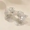 Set de Collar y Pendientes Transfronterizo Europeo y Americano, Versátil Diseño Floral con Incrustaciones de Perlas, Joyería de Cadena Larga para Clavícula de Nicho para Mujeres