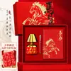 2026 Ano do Cavalo Estilo Chinês Souvenir de Negócios Personalizado Evento de Abertura da Reunião Anual da Empresa Copo Térmico Guarda-chuva Conjunto de Presentes Culturais e Criativos