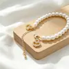 Banhado a ouro, forte retenção de cor, corrente de extensão em forma de coração com zircônia incrustada, acessórios para pulseira e colar de pérolas DIY