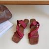 ¡Estilo Retro Especiado! Sandalias Cuadradas de Ante para Mujer con Tacón de Cuña para Verano 2025 Sandalias de Punta Abierta Estilo Coreano