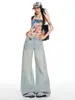 Jeans Sueltos Americanos Retro Desgastados con Bigotes y Arrugas para Mujer, Novedad Primavera 2026 de Tiro Bajo Estilo Chica Picante Pierna Ancha