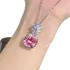 Colar Pingente Estrela Cadente Super Grande Incrustado Generosamente com Diamantes de Alto Carbono Importados Lepidolita Roxa Corte Flor de Gelo Corrente para Clavícula Quadrada Gorda