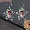 Pendientes de Acrílico 2D de Rana Lindos y Originales de Venta Caliente Transfronteriza con Diseño Divertido y Creativo Pendientes de Acrílico de Animal