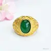 Anillo de Calcedonia Verde Hielo de Guan Yu Anillo de Ágata Roja Estilo Corte Venta al por Mayor de Fábrica Dropshipping S4012605
