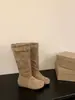 Botas Femininas Petite Chuyuji de Camurça com Salto Bloco, Botas de Montaria Longas, Novas Botas de Cano Médio para Outono/Inverno 2026