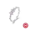 Anillo de Plata de Ley S925 para Mujer, Estilo Coreano, Joyería de Verano Hueca con Incrustaciones de Diamantes, Diseño de Nicho, Dedo Índice, Estilo Ins
