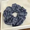 Tela de Cuadros Estilo Campus Americano Lazo Grande para el Pelo Intestino para Mujer Moda Retro Lazo para el Pelo de Viaje Moño Cola de Caballo Flor para el Pelo