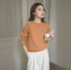 Estilo Casual Cashmere de Alta Qualidade Tricô Gola Redonda Outono e Inverno Seda Cashmere Estilo Old Money Elegante Seda de Amora Top de Manga Longa