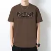 Camiseta de Algodão Puro Masculina Manga Curta Tendência de Verão Gola Redonda Tops Camisa Básica de Algodão Manga Meia-Manga Estampada com Letras Tendência