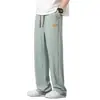 Fabricante Original Pantalones Finos de Verano para Hombre Talla Grande Elásticos de Seda de Hielo Pantalones de Pierna Ancha de Gama Alta para Hombre Pantalones Rectos Sueltos