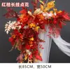 Decoração de flor de fileira de flores artificiais para casamento decoração de casamento acabada decoração de casamento flor de seda artificial fileira de flores de eucalipto T plataforma Guia de Estrada